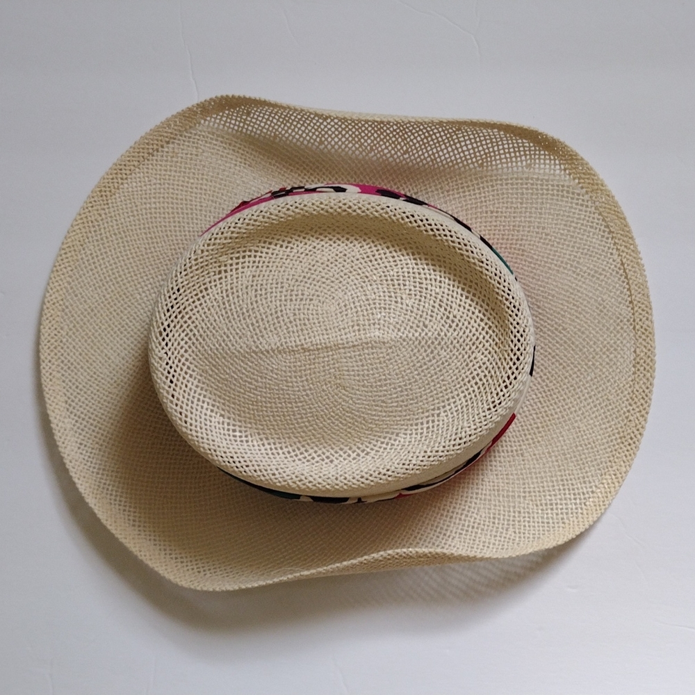 Kangol Unisex Straw Panama Hat w/ Colorful Linen Band EUC - Picture 4 of 16